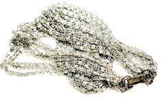 Vintage Celebrity Silvertone Cascade Chain Necklace Eight Strands 16″