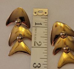 Estate Dangling Pierced Earrings Gold Tone Metal Fashion Statement Jewelry