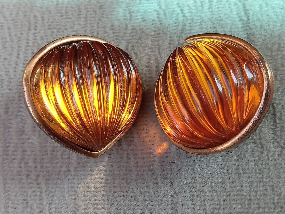 Vintage Ives Saint Laurent Coppertone & Amber tone Clip/Pierced Earrings