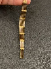 Machine Age Brass Architectural Modernist Geometric Links Panel Bracelet 7-3/8”
