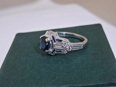 Art Deco Style Round Cut Lab Created Diamond 925 Silver Anniversary Gift Ring
