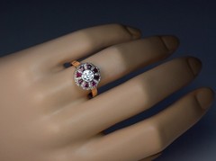 2Ct Art Deco Style Ruby Lab Created Diamond Engagement 14K Yellow Gold FN Ring