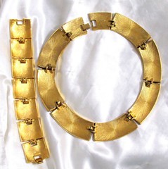 Vtg Rare Set MONET Runway EGYPTIAN Embellished GP Necklace Bracelet Earrings EXC