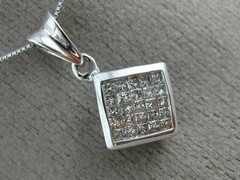 ESTATE .55CT PRINCESS DIAMOND 14KT WHITE GOLD SQUARE INVISIBLE FLOATING PENDANT