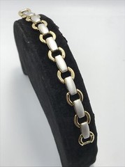 Vintage 2 Tone Matte SIlver & Gold Designer Look Bracelet sz 6.75″