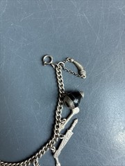 Vintage Silver Toned Western Theme Charm Bracelet 6.5 Inches