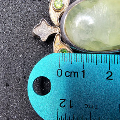 Vintage Prehnite Peridot Statement Pendant 925 Sterling Silver Large Boho 25g