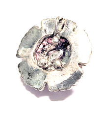 Pink Rhinestone Pendant Silvertone Metal 1 1/4″ in Diameter