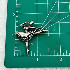 Dancer Brooch Ballerina Pin Silver Tone Figural Open Filigree Skirt