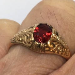 Vintage Antique Victorian Garnet Ring 10K Yellow Gold Hallmarked Size 11.25