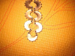 VINTAGE RENOIR COPPER NECKLACE W/ BLACK ENAMEL CRESCENT MOON LINKS