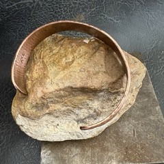 Brutalist Modernist Men’s Dimple Hammered Thick Pure Copper Cuff Bracelet Viking