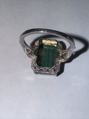 Vintage Sterling Silver Malachite Ring 925 Size 6.75