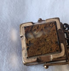 Vintage Victorian Spinner Fob Locket Polished Stones Double-sided