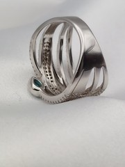 Vintage PJM 6Band Sterling Crystal Muti Color Pear Cut Gemstones Ring 5.9Gr Sz8