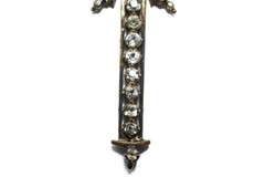 ANTIQUE IBERIAN 19K GOLD GEORGIAN PERIOD FOILED PASTE CROSS PENDANT c1780