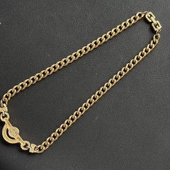 Vintage 1980 Givenchy Paris New York Gold Bold Curb Chain Cabochon Necklace 16”