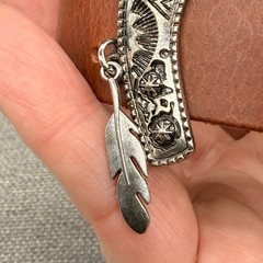 Cuff Bracelet Wide Brown Leather Southwestern Horseshoe Blue Stone