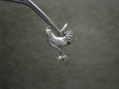 TINY Rooster Cockerel Vintage Flat Back 835 Silver Bracelet Charm Pendant