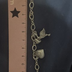 Vintage Sterling Silver Adult Link Charm Bracelet Stork Baby Heart 7.75″