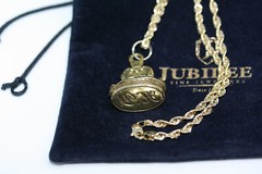 Victorian 1890’s Seal Pendant Initial HY Solid 10K Gold 2.5 MM Rope Necklace 18″