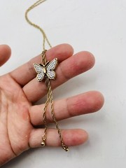 Vintage 1979 Avon Butterfly 17” Silver & Gold Tone Lariat Dangle Style Necklace