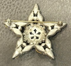 Vintage Large 2.25” Star Dome Art Deco Pink Rhinestone Pot Metal Brooch Pin
