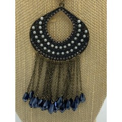 Vintage Antique Gold Tone Medallion Beaded Necklace Boho Necklace