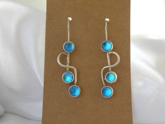 Artisan Sterling Silver 925 Blue Mirano Glass Dangle Earrings