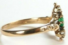 Victorian Colombian Emerald Engagement Rg Sz 5 9K Yellow Gold