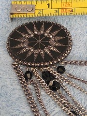 Vintage Bohemian Silver-Toned Coin Bracelet Anklet Dangle Charm ADJ. & Broach.