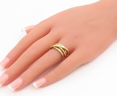 925 Sterling Silver Vintage Ring Gold Plated CZ Interlocking Band Sz 6 RG35381