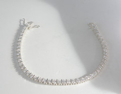 Sterling Silver 925 Cubic Zirconia Bar Link Tennis Bracelet 7.5″