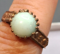Antique Rose Gold Toned Turquoise Cabochon Ring Vintage Size 8