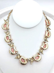 Vintage CORO Thermoset Necklace Pink Gold Tone 1950s 1960s