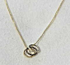 VTG 14K Gold Filled Tri Color Rings on Chain 1/20 14K GF, Necklace, 18″, NOS