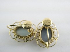 Antique ARA Art Deco 9k Yellow Gold Opal Doublet Screwback Earrings 4.3g .75 In