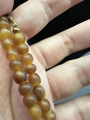 Vintage Crackled Bovine Horn Dyed Bone Wood Bead Necklace 19” Hook Clasp