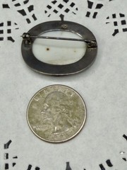 Vintage Sterling Silver 925 Blue White Porcelain Delft Style Oval Pin Brooch