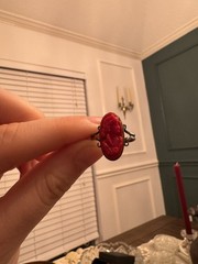 Vintage Sterling Silver Red Cameo Ring – Art Deco / Gothic Style (Size 6)
