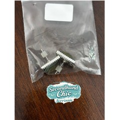 Vintage Premier Designs “Frolic” Rectangular Stud Earrings – Olive Green Crystal