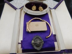 ART Deco jewelry lot Childs bracelet Victorian brooch Gold filled Lady Earrings