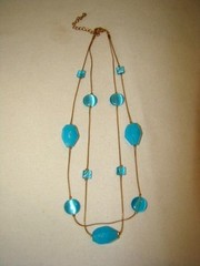 Dainty Vintage OPALINE Blue Cut Glass Double Strand Choker Necklace