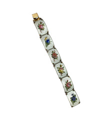Finn Jensen Guilloche Enamel Sterling 925 Bracelet Rose, Bell Flower, Violet