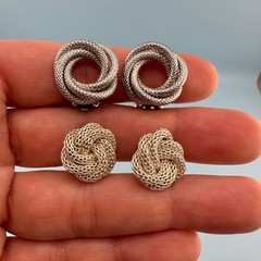 Vintage Twist Knot Clip On Earrings Lot Gold Silver Tone Textured Some Signed