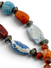 Vintage Himalayan Nepal Tibetan Necklace Turquoise Agate Carnelian Beads 32″