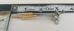 Vintage Liz Claiborne LC Signed Gold Clubs Rhinestone Ball Dangle Brooch Pin.