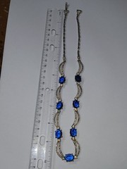 Vintage Pennino Rhinestone Blue Glass Necklace 20″