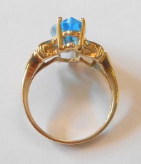 Stunning Color Large 3.50 ct Marquise Blue Topaz 10K Yellow Gold Ring Size 6