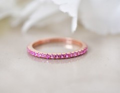 1.8mm wide Pink Sapphire Full Eternity Band Bridesmaid Gift Sapphire WeddingBand